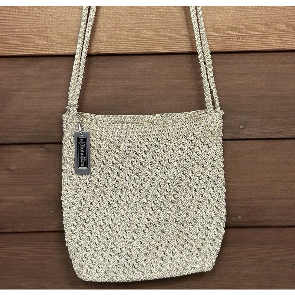 Xhilaration Beige Knit Shoulder Bag- Small Vintage
